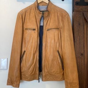 Overland Stanley Lambskin Leather Moto Jacket - Size L